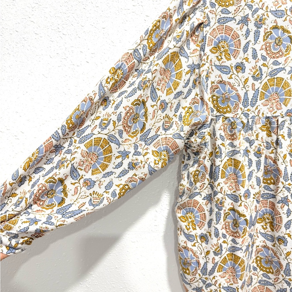 Lucky Brand Blue and Cream Boho Floral Tunic L - Picture 8 of 10